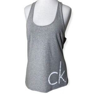 Calvin Klein Grey Racerback Logo Tank Top EUC Medium